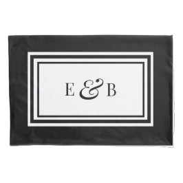 Eenvoudige zwart-wit Luxe Monogram Initialen Kussensloop