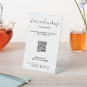 Eenvoudige zwart-wit make-up digitale QR prijs Reclamebord Met Voetstuk (Insitu)