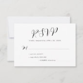Eenvoudige zwart-wit minimale bruiloft RSVP kaartje (Voorkant)