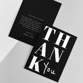 Eenvoudige zwart-wit minimalistische Bold Wedding Bedankkaart