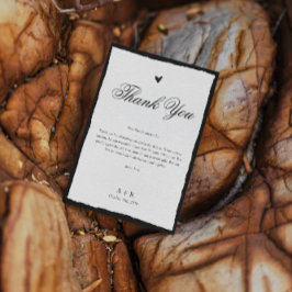 Eenvoudige zwart-wit minimalistische bruiloft bedankkaart