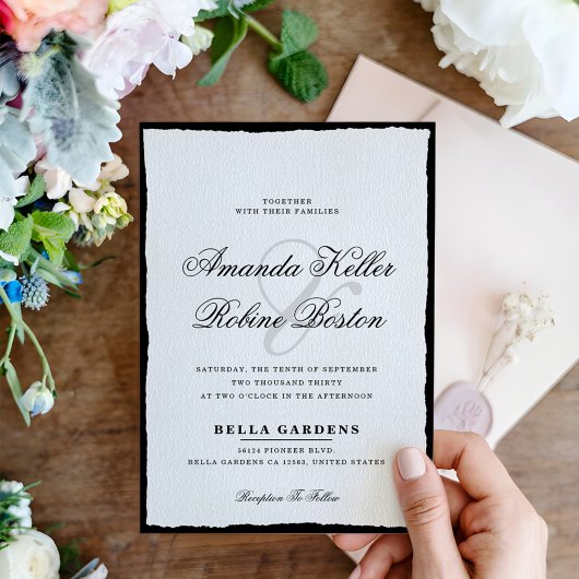 Eenvoudige zwart-wit minimalistische bruiloft kaart