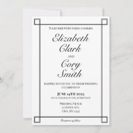 Eenvoudige zwart-wit minimalistische elegantie bru kaart