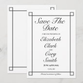 Eenvoudige zwart-wit minimalistische elegantie bru save the date (Voorkant / Achterkant)