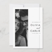 Eenvoudige zwart-wit minimalistische foto bruiloft kaart (Voorkant)