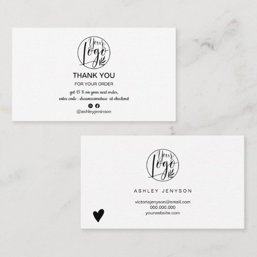 Eenvoudige zwart wit minimalistische logo orde dan visitekaartje (Voorkant / Achterkant)
