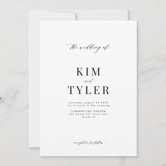 Eenvoudige zwart-wit minimalistische moderne bruil kaart (Voorkant)