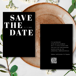 Eenvoudige zwart-wit minimalistische QR-code bruil Save The Date