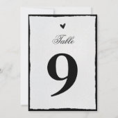 Eenvoudige zwart-wit minimalistische tafelnummers (Achterkant)