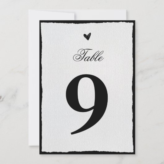 Eenvoudige zwart-wit minimalistische tafelnummers (Achterkant)