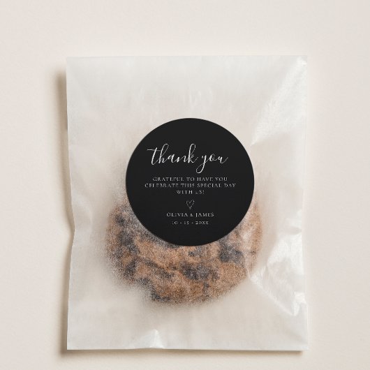 Eenvoudige Zwart & Wit Minimalistische Trouw Dank Ronde Sticker