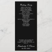 Eenvoudige zwart-wit minimalistische trouwprogramm programmakaart (Achterkant)