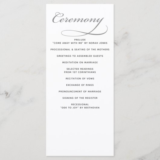 Eenvoudige zwart-wit minimalistische trouwprogramm programmakaart (Voorkant)
