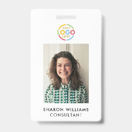 Eenvoudige Zwart-Wit Minimalistische Werknemersfot Badge