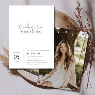 Eenvoudige zwart wit Miss aan mevrouw Vrijgezellen Kaart