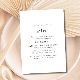 Eenvoudige zwart-wit Miss aan mevrouw Vrijgezellen Kaart