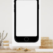 Eenvoudige zwart-wit mobiele telefoon Sjabloon Poster (Keuken)