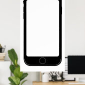 Eenvoudige zwart-wit mobiele telefoon Sjabloon Poster (Thuiskantoor)