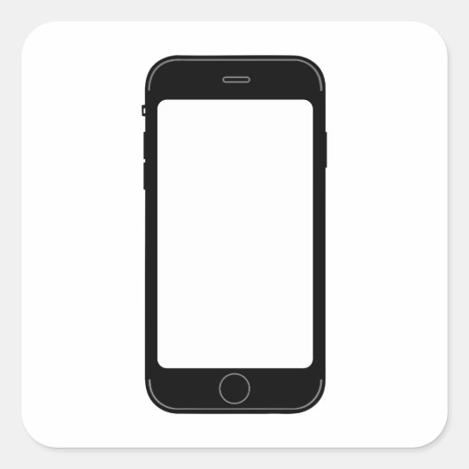 Eenvoudige zwart-wit mobiele telefoon Sjabloon Vierkante Sticker (Voorkant)