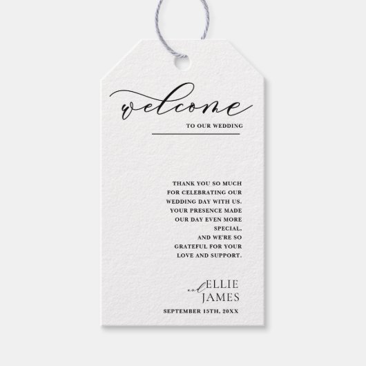 Eenvoudige zwart-wit moderne bruiloft dank u cadeaulabel (Voorkant)