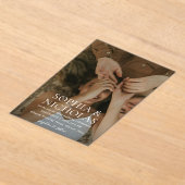 Eenvoudige zwart-wit moderne foto bruiloft acryl uitnodigingen (Laagn)