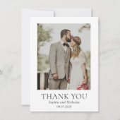 Eenvoudige zwart-wit moderne foto bruiloft bedankkaart (Voorkant)