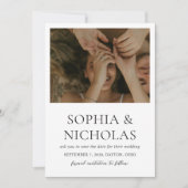 Eenvoudige zwart-wit moderne foto bruiloft save the date (Voorkant)