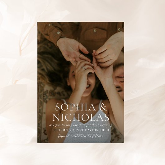 Eenvoudige zwart-wit moderne foto bruiloft save the date