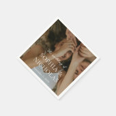 Eenvoudige zwart-wit moderne foto bruiloft servet (Hoek)