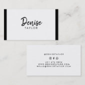 Eenvoudige zwart-wit moderne vierkante minimalisti visitekaartje (Voorkant / Achterkant)