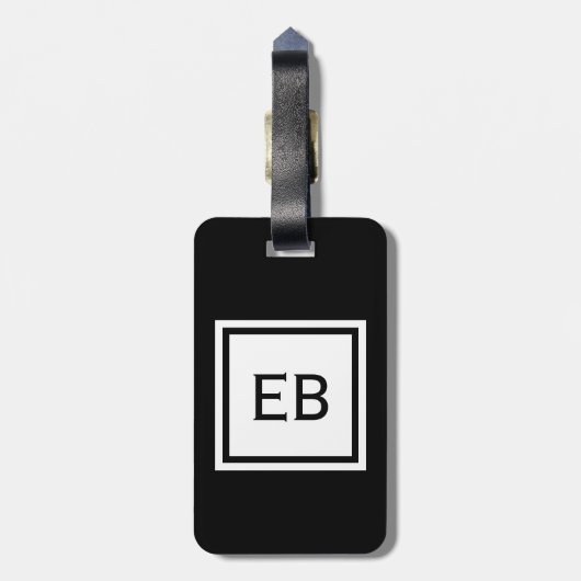 Eenvoudige zwart-wit Monogram Bagagelabels (Achterkant verticaal)