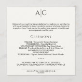 Eenvoudige zwart-wit monogram bruiloft ceremonie programmakaart (Voorkant)