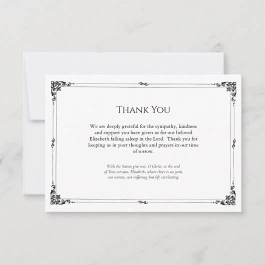 Eenvoudige zwart-wit orthodoxe Christelijke begraf Bedankkaart (Voorkant)
