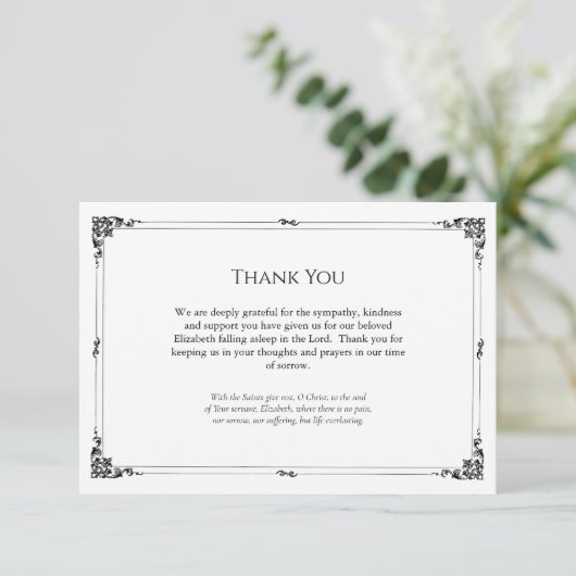 Eenvoudige zwart-wit orthodoxe Christelijke begraf Bedankkaart (Staand voorkant)
