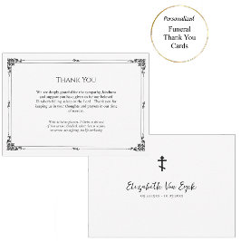 Eenvoudige zwart-wit orthodoxe Christelijke begraf Bedankkaart