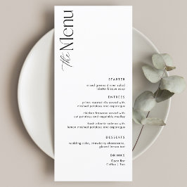 Eenvoudige zwart-wit oude geld bruiloft menu