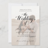 Eenvoudige zwart-wit overlay 2 foto bruiloft kaart (Voorkant)