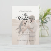 Eenvoudige zwart-wit overlay 2 foto bruiloft kaart (Staand voorkant)