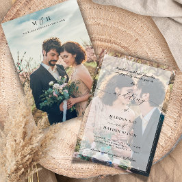 Eenvoudige zwart-wit overlay elegante foto bruilof kaart