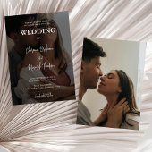 Eenvoudige zwart-wit overlay foto bruiloft kaart