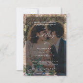 Eenvoudige zwart wit overlay foto bruiloft kaart (Voorkant)