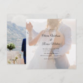 Eenvoudige zwart-wit overlay foto bruiloft save the date (Voorkant / Achterkant)