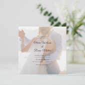 Eenvoudige zwart-wit overlay foto bruiloft save the date (Staand voorkant)