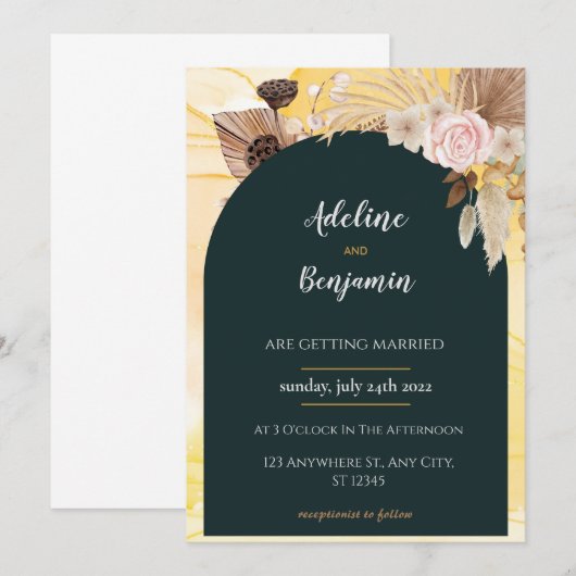 Eenvoudige zwart-wit overlay foto bruiloft uitnodi kaart (Voorkant / Achterkant)