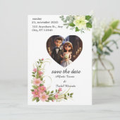 Eenvoudige zwart-wit overlay foto bruiloft uitnodi kaart (Staand voorkant)