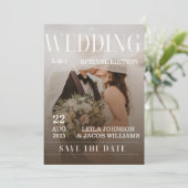 Eenvoudige zwart-wit overlay foto bruiloft uitnodi kaart (Staand voorkant)