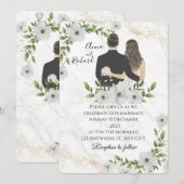 Eenvoudige zwart-wit overlay foto bruiloft uitnodi kaart (Voorkant / Achterkant)