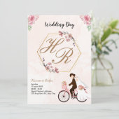 Eenvoudige zwart-wit overlay foto bruiloft uitnodi kaart (Staand voorkant)