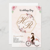 Eenvoudige zwart-wit overlay foto bruiloft uitnodi kaart (Voorkant / Achterkant)