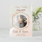 Eenvoudige zwart-wit overlay foto bruiloft uitnodi kaart (Staand voorkant)